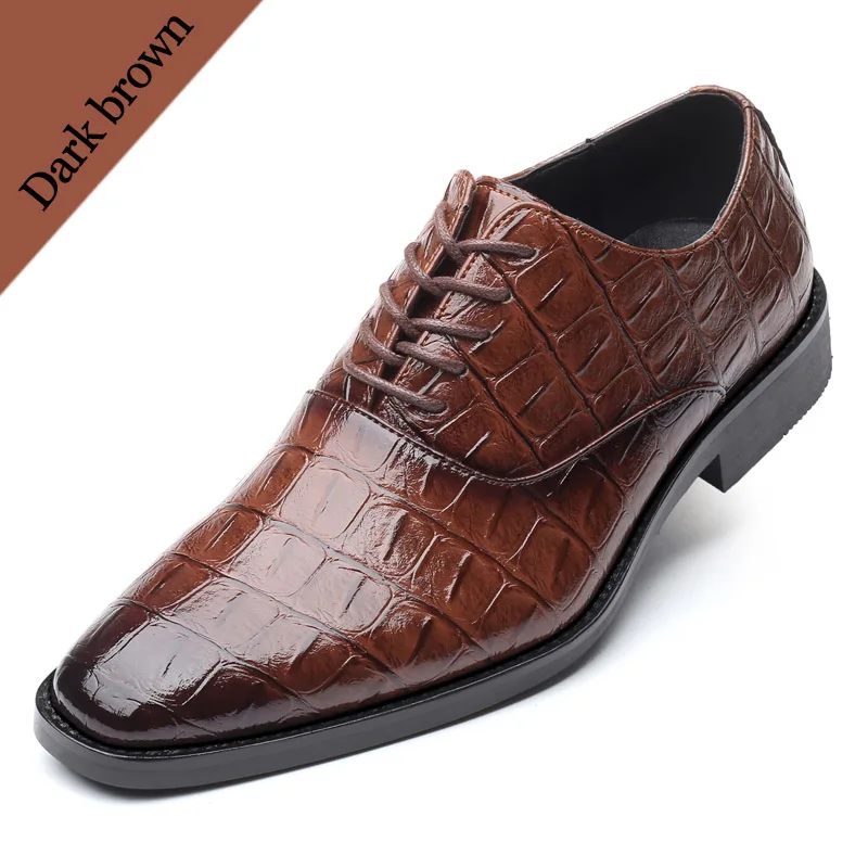 Misalwa/Классические мужские свадебные туфли из искусственной кожи, мужские туфли с острым носком, на шнуровке, деловые модельные туфли - Цвет: Dark brown