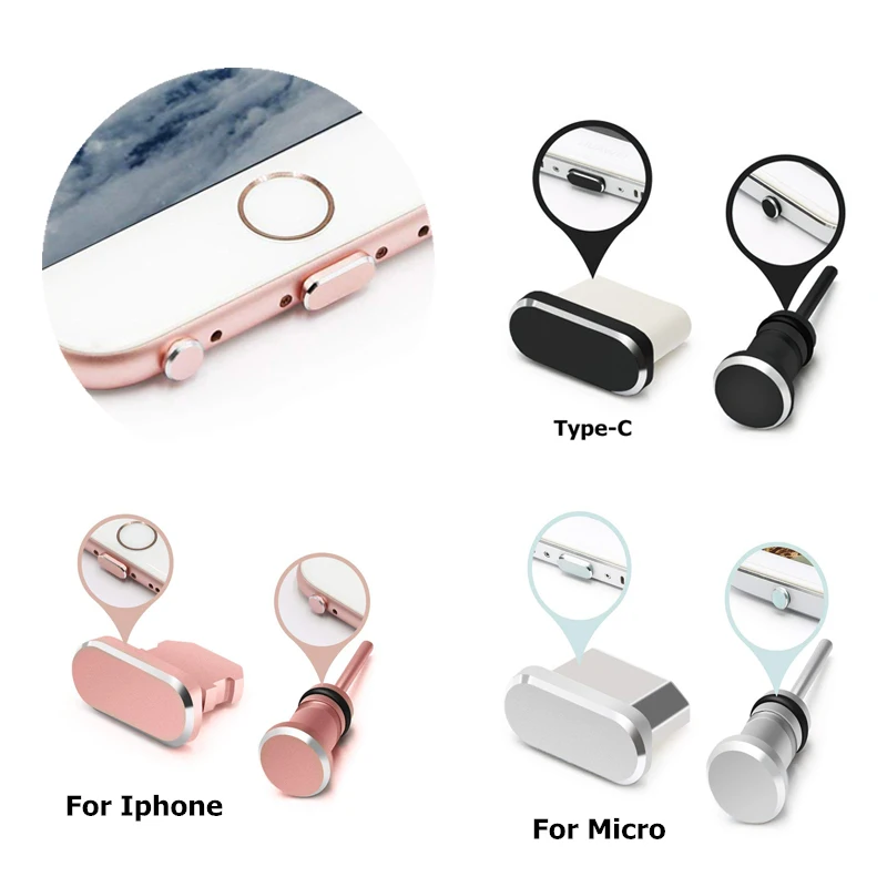 

IPUMYNO Dust Plus For iPhone X 8 7 6S 5 Plus For Android Type C Charging Port Earphone Jack USB Dust Plug Set For Huawei xiaomi