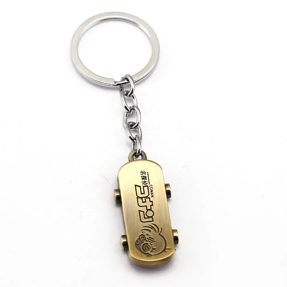 

New Hot Japan Anime Cartoon Detective Conan alloy Keychain skateboard Figures key holder gift for fans Free Shipping