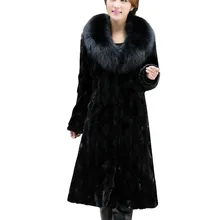 Женские зимние теплые длинное пальто куртка из искусственного меха плюс Размеры парка верхняя одежда кардиган элегантный длинный тонкий зимние пальто casaco feminino A8