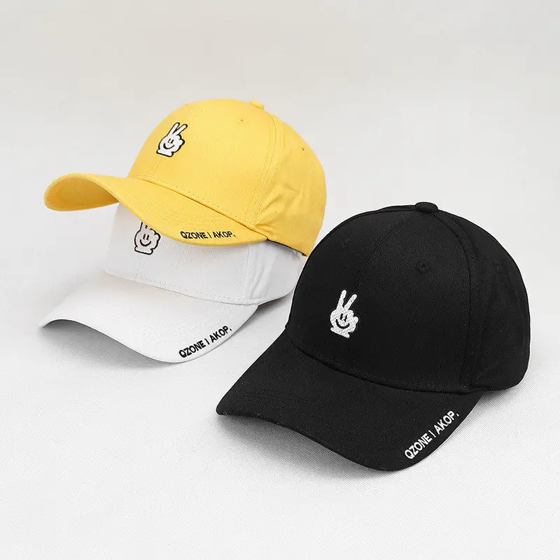 2018 мультфильм жест руки узор вышивка хлопок Casquette Бейсбол кепки Регулируемый Snapback шапки для мужчин и женщин 125