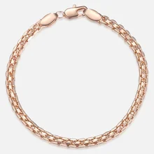3,5 мм браслет для женщин и девушек 585 розовое золото Бисмарк звено цепи браслет для женщин Горячие Вечерние ювелирные изделия на свадьбу Подарки 17,2 см GB421