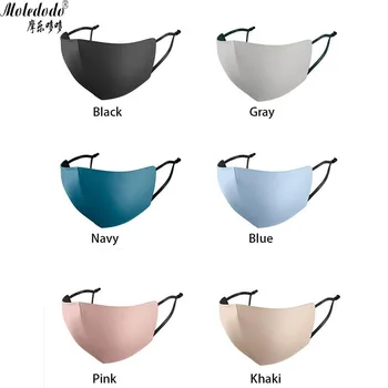 

Moledodo Black Mouth Mask Female Breathable Anti-dust Ice Silk Mouth Mask Dust Shade Face mask D40