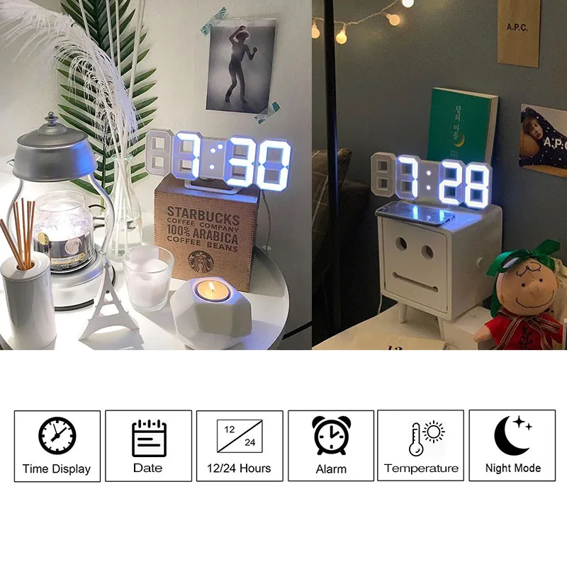 Anpro 3D светодиодный настенные часы современный дизайн цифровые настольные часы будильник ночник Saat reloj de pared часы для домашние украшения для комнаты