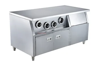 

1.5M Center Island Working Table Milk Tea Shop Stainless Steel Station Operating work bench for Hamburg Shop