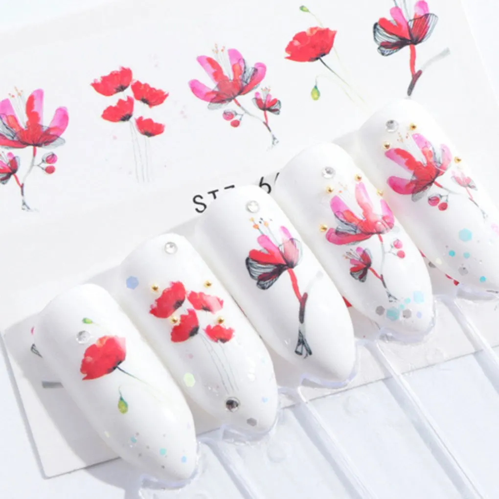 

Hot Sale Manicure Watermark Sticker Flower Female Nail Wraps Stickers Tatoos Women Girls DIY Decal Tool