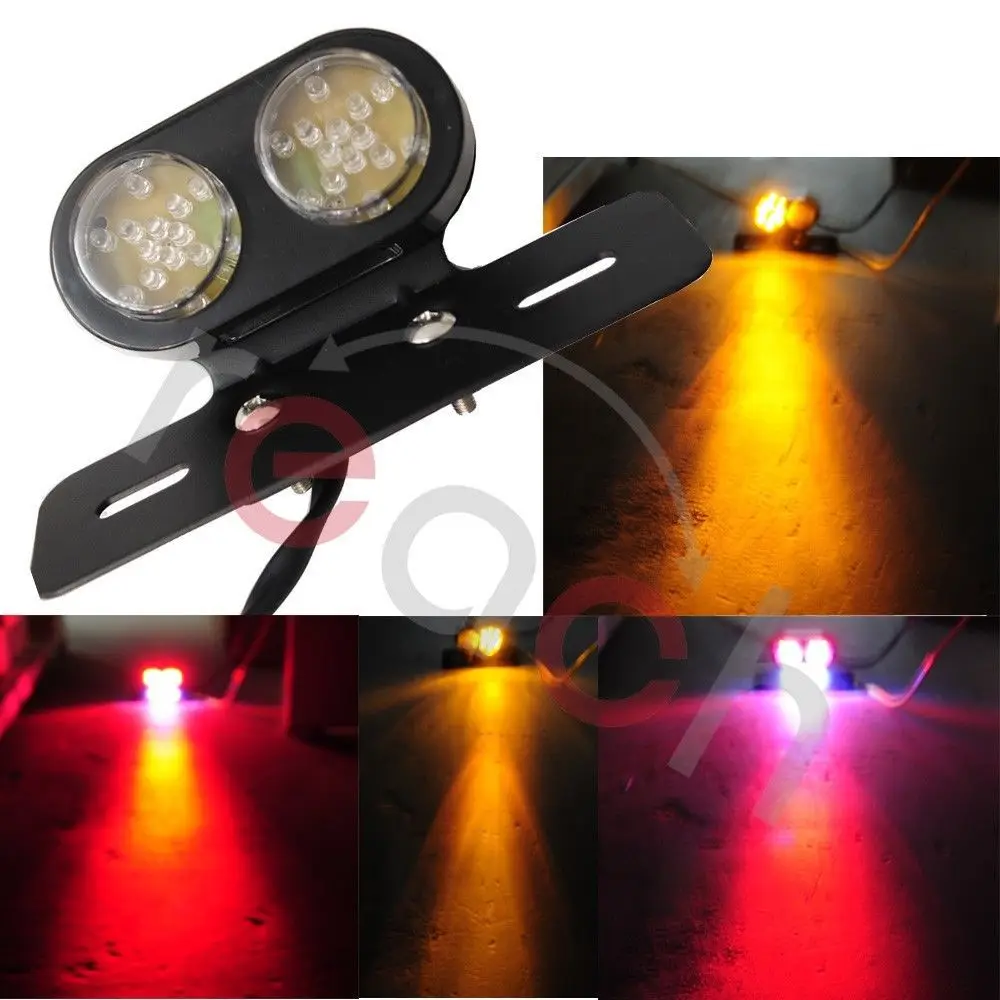 Motorcycle Bike LED Turn Running Tail Light Custom License Taillight