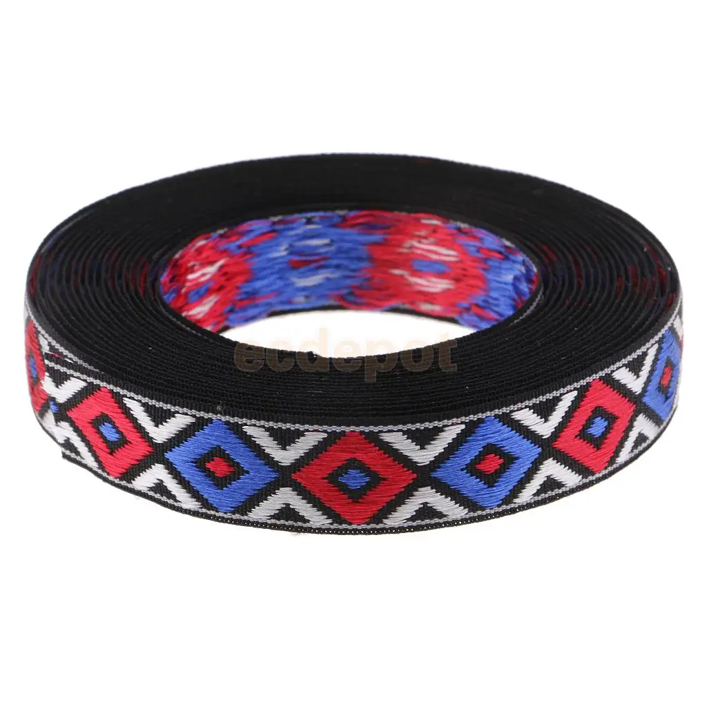 3 Yards 13mm Ethnic Embroidery Lace Ribbon Boho Lace Trim Embroidered Fabric National Jacquard Ribbon DIY Clothes Bag Accessory