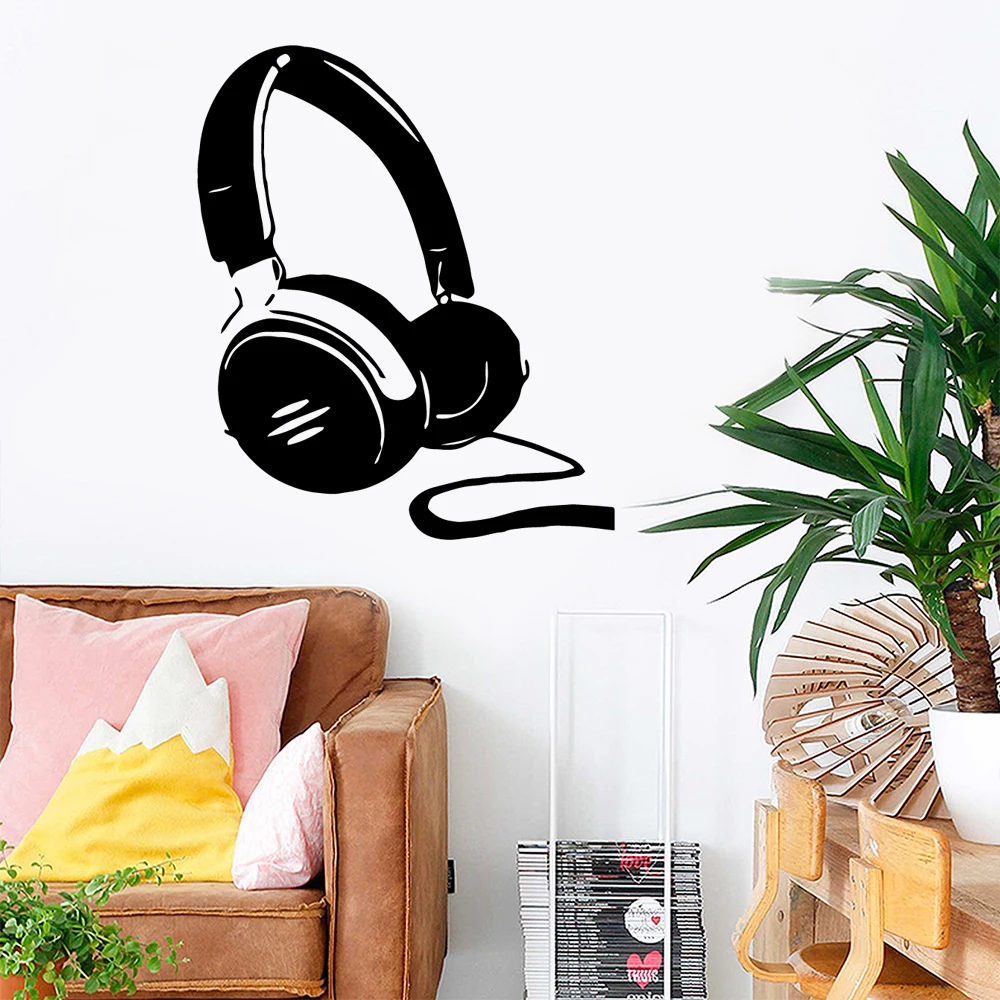 

Large Earphone Vinyl Stickers Kids Room Nature Decor Wall Decal Home Decor Living Room Mural Bedroom Stickers adesivo de parede
