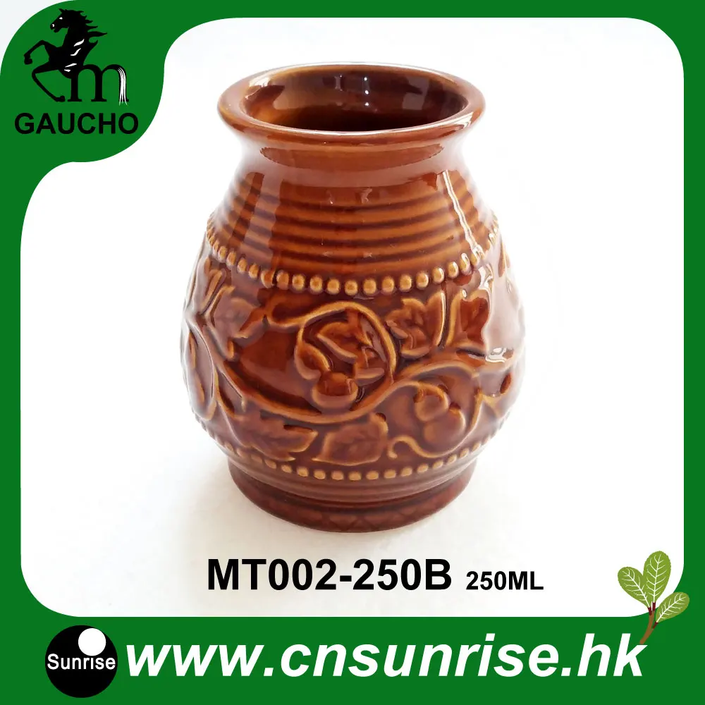 24 шт./партия, paragay Yerba mate Gourds Calabash керамические чашки Calabaza с выдавливающим узором Calabash, горячая Распродажа, MT002-250B