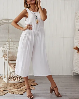

2019 Summer Women Jumpsuit Solid Color Vest Jumpsuit Female New Fashion Women