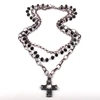 Fashion Bohemian Tribal Jewelry 3 Layer Multiple Black Glass Crystal Rosary Link & Chain Cross Pendant Necklaces ► Photo 3/6