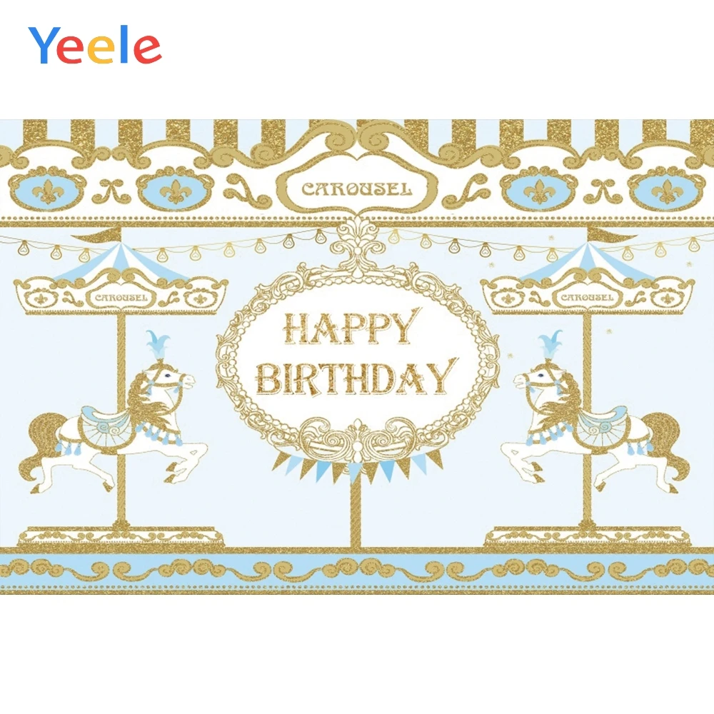 

Yeele Carousel Light Golden Patterns Baby Birthday Photography Backgrounds Customized Photographic Backdrops for Photo Studio