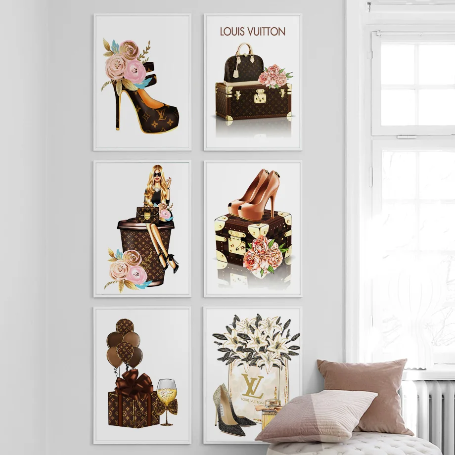 

High Heels Balloon Peony Lily Wall Art Canvas Painting Nordic Posters And Prints Wall Pictures For Living Room Girl Salon Decor