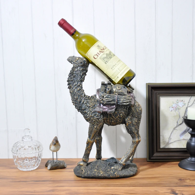 Винтажная верблюжья скульптура Винный Стеллаж декоративная Смола Красное вино бутылка поддержка посуда ремесло для украшения дома и фестиваля подарок