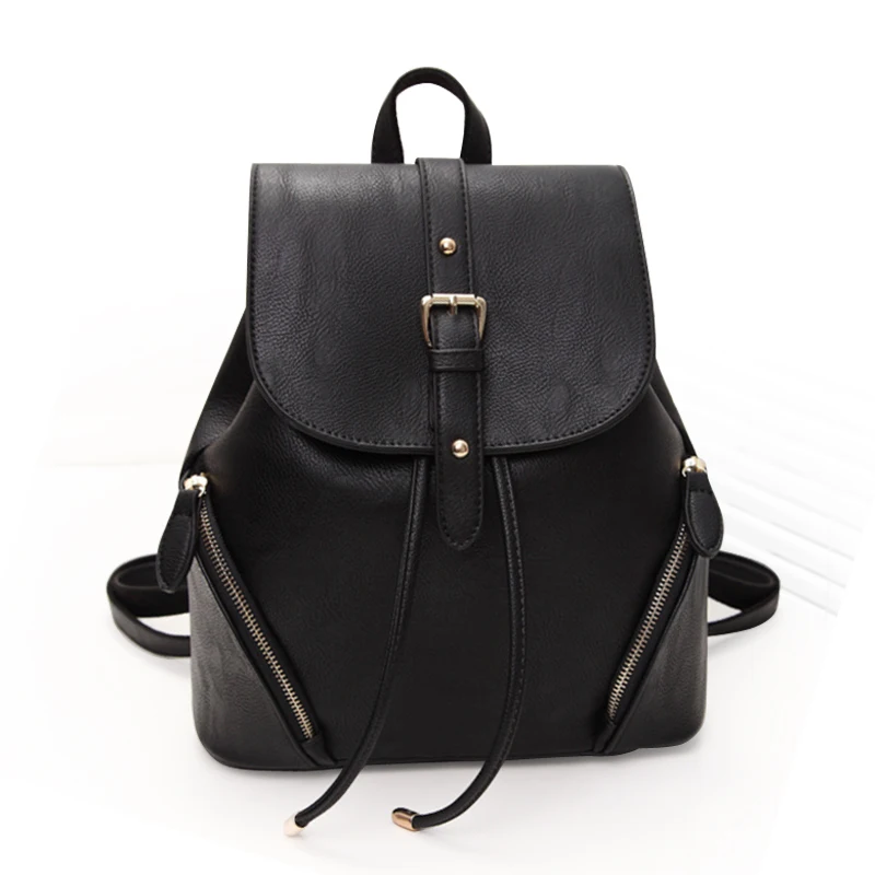 

SUNNY BEACH 2018 Solid High Quality PU Leather Backpack Women Designer School Bags For Teenagers Girls Luxury Women Backpacks