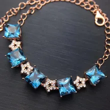 Элегантные модные туфли с квадратным звезды натуральный голубой топаз браслет из натурального драгоценного камня S925 серебряного цвета в Нарядная, для девочек, подарок, ювелирное изделие