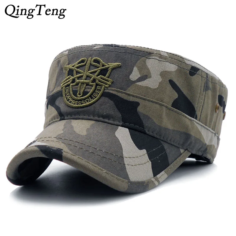 

2018 New Arrivals Flat Cap Army Baseball Cap Men Tactical Navy Seal Army Camo Cap Adjustable Visor Sun Hats