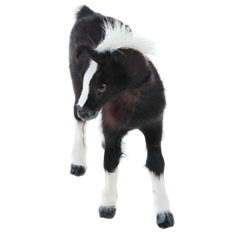 Simulation Faux Fur Horse/ Cat Model Kids Educational Toy Handicraft Collection Home Ornament