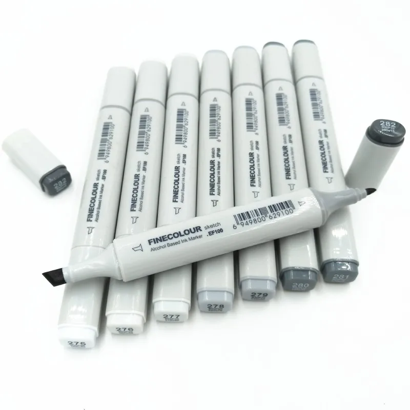 8 цветов двухголовая Алкогольная масляная ручка чернила нейтральный серый цвет эскиз искусство маркер ручка