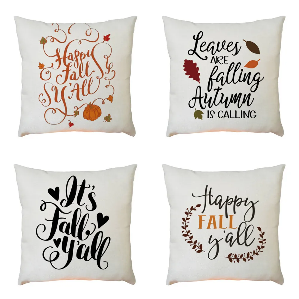 

Autumn Cushion Cover Happy Fall Y'all Pillowcase Sofa throw Pillow Case Home Car Decor 2O0920