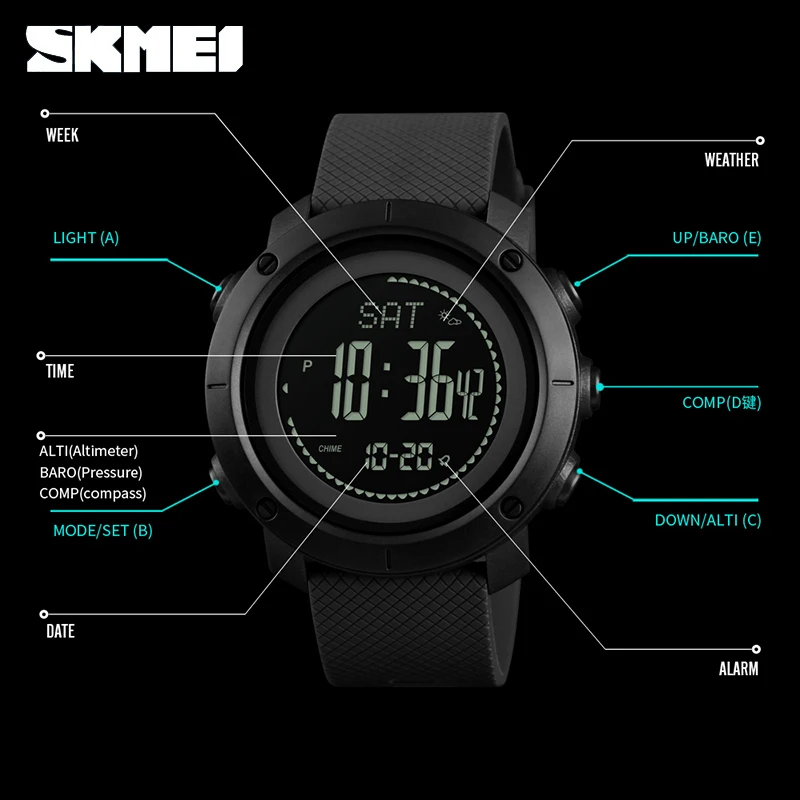 Мужские спортивные цифровые наручные часы SKMEI 1427/1418 с компасом