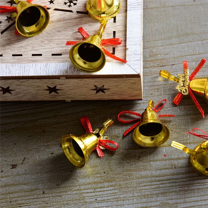 DIY мини золотые рождественские колокольчики, часы с бантом, буквенные открытки, Подвесные Украшения для рождественской елки, украшения, новогодние, вечерние, аксессуары для декора
