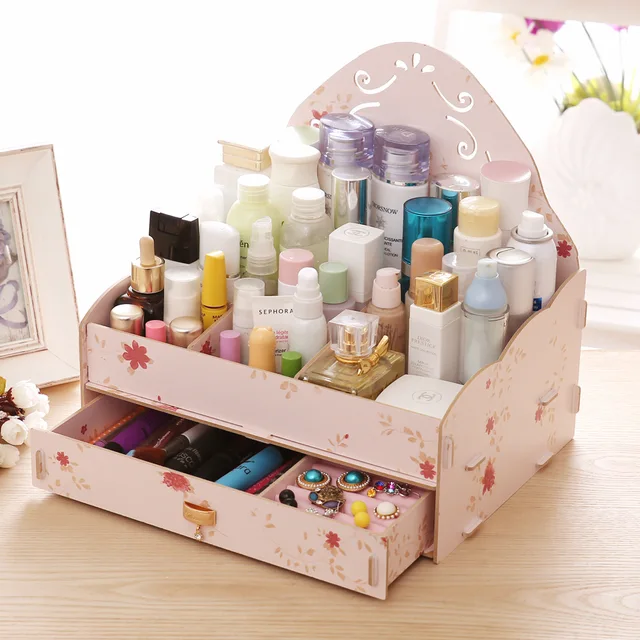 2016 Madera maquillaje organizador cajones organizador de maquillaje