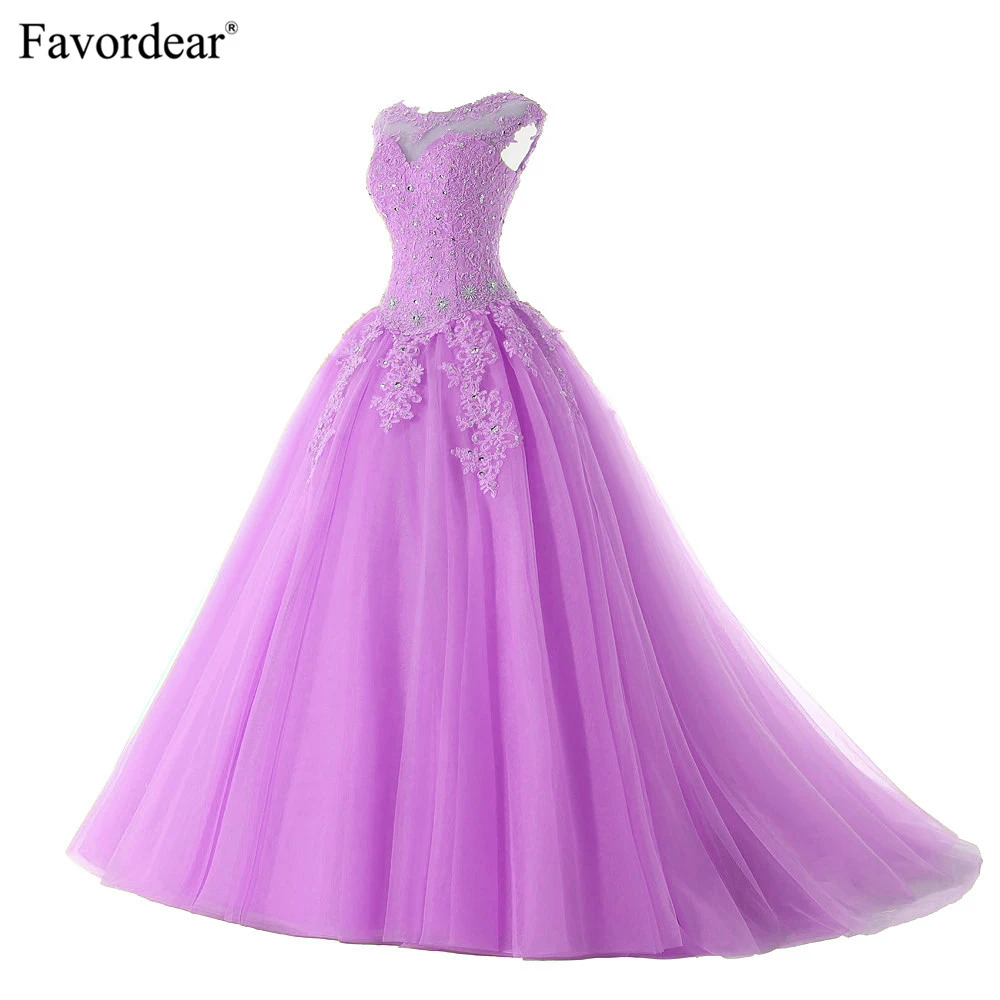 Favordear vestido De con cuentas, 15 años, manga larga, color lila, azulado, para fiesta, 2019|Vestidos de quinceañera| - AliExpress