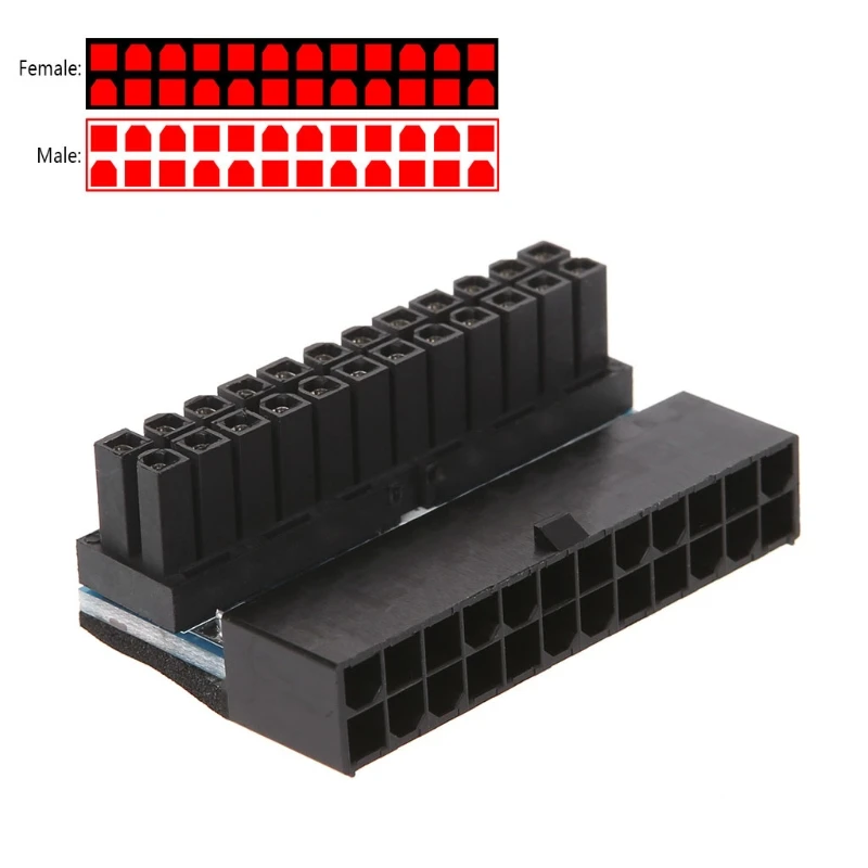 Atx 24pin أنثى إلى 24pin الذكور زاوية الحق محول لسطح المكتب الكمبيوتر امدادات الطاقة