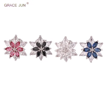 

GRACE JUN New Fashion AAA Cubic Zirconia Double Heart Clip on Earrings Without Piercing for Women Party Charm No Hole Ear Clip