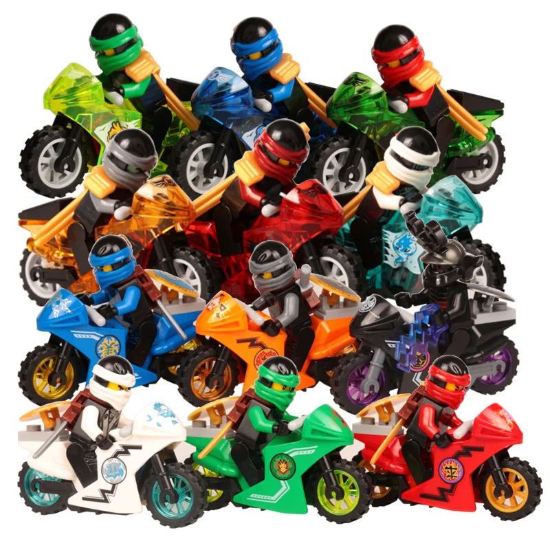 

Building Blocks Compatible LegoINGlys NinjagoINGlys Golden ninja Cole ZX Morro Ronin Action Figure Lloyd With Motorcycle Gifts