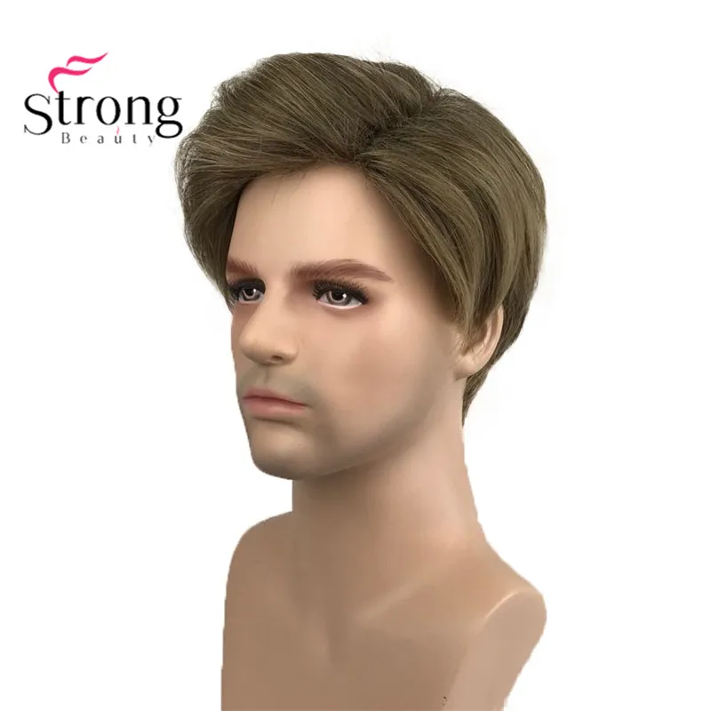 

StrongBeauty Light Brown Short Men's Wigs Synthetic Full Wig for Men
