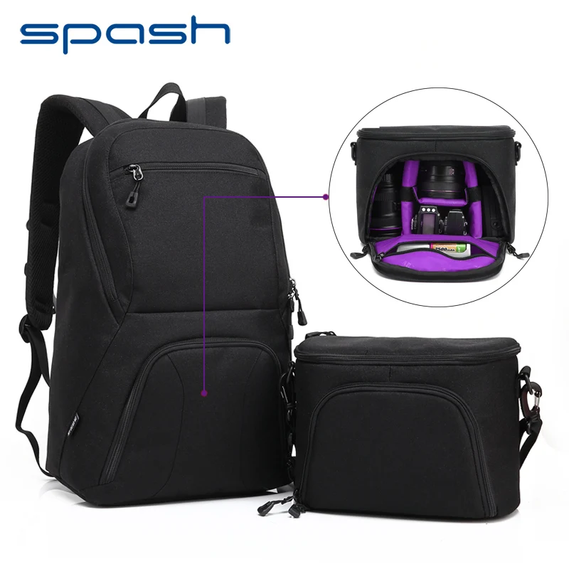 

spash DSLR Camera Bag Shoulder Backpack 15.6" Laptop Case for Outdoor Photography Carry Bag Removable Interior Dividers