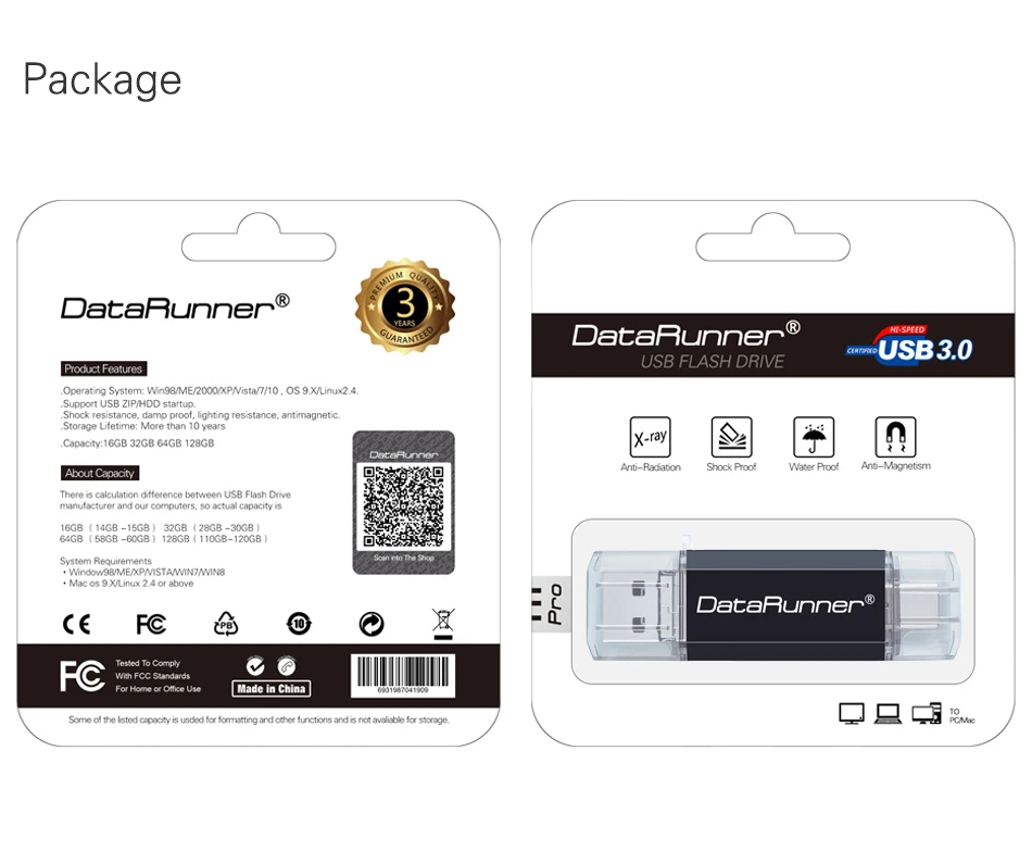 DataRunner OTG 3 в 1 USB флеш-накопитель USB3.0& type-C& Micro USB флеш-накопитель 32 Гб 64 Гб 128 ГБ 256 ГБ 512 ГБ Флешка для смартфона