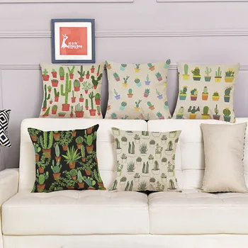 

Cactus Desert Plant Cushion Pillowcase Watercolor Painting Tropic Bonsai Prickly Plant Home Decoration Sofa Chair Throw Pillows