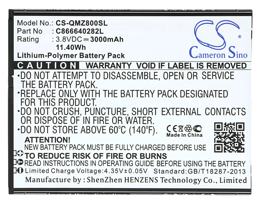 Cameron Sino 3000mAh Battery C866640282L for BLU Life OneXL For QMobile Z8 Plus | Мобильные телефоны и аксессуары