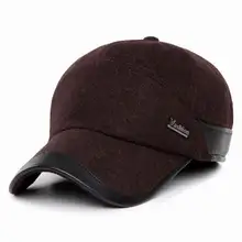 Warm winter male cap ear protection leather cap outdoor windproof hat thick wool baseball cap for winter and autumn keep earm