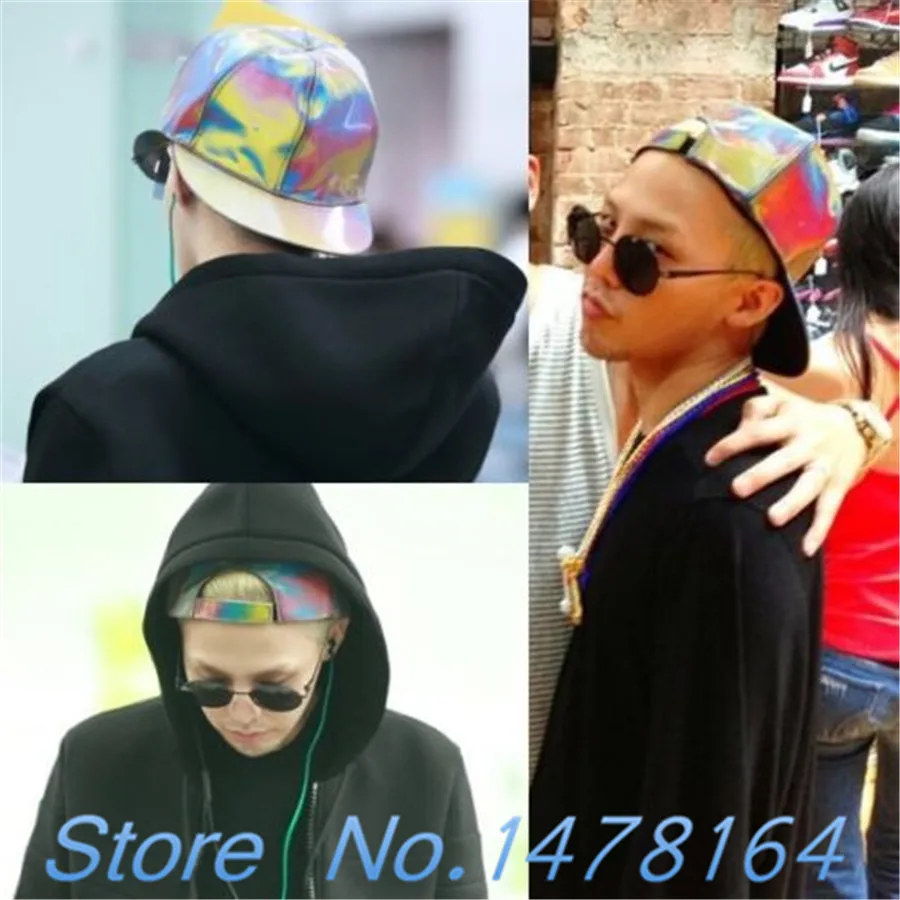 G-dragon Большой взрыв GD изменение цвета Snapback лазер Назад в будущее Марти MCFLY шляпа/Кепка голограмма голографический