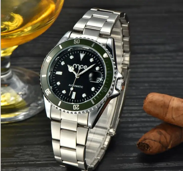 

Automatic Mechanical Watch Men Hot Skeleton Watches Silver Bracelet Wristwatch Luxury Brand Watch Men Calendar Relogio Masculino