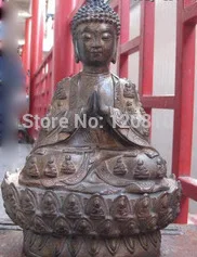 

12 Tibetan Buddhism Temple Old Bronze Copper Tathagata Sakyamuni Buddha Statue z
