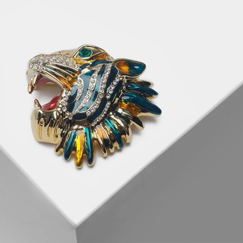 

Amorita boutique Enamelled tiger head exquisite brooch neutral fashion animal brooch