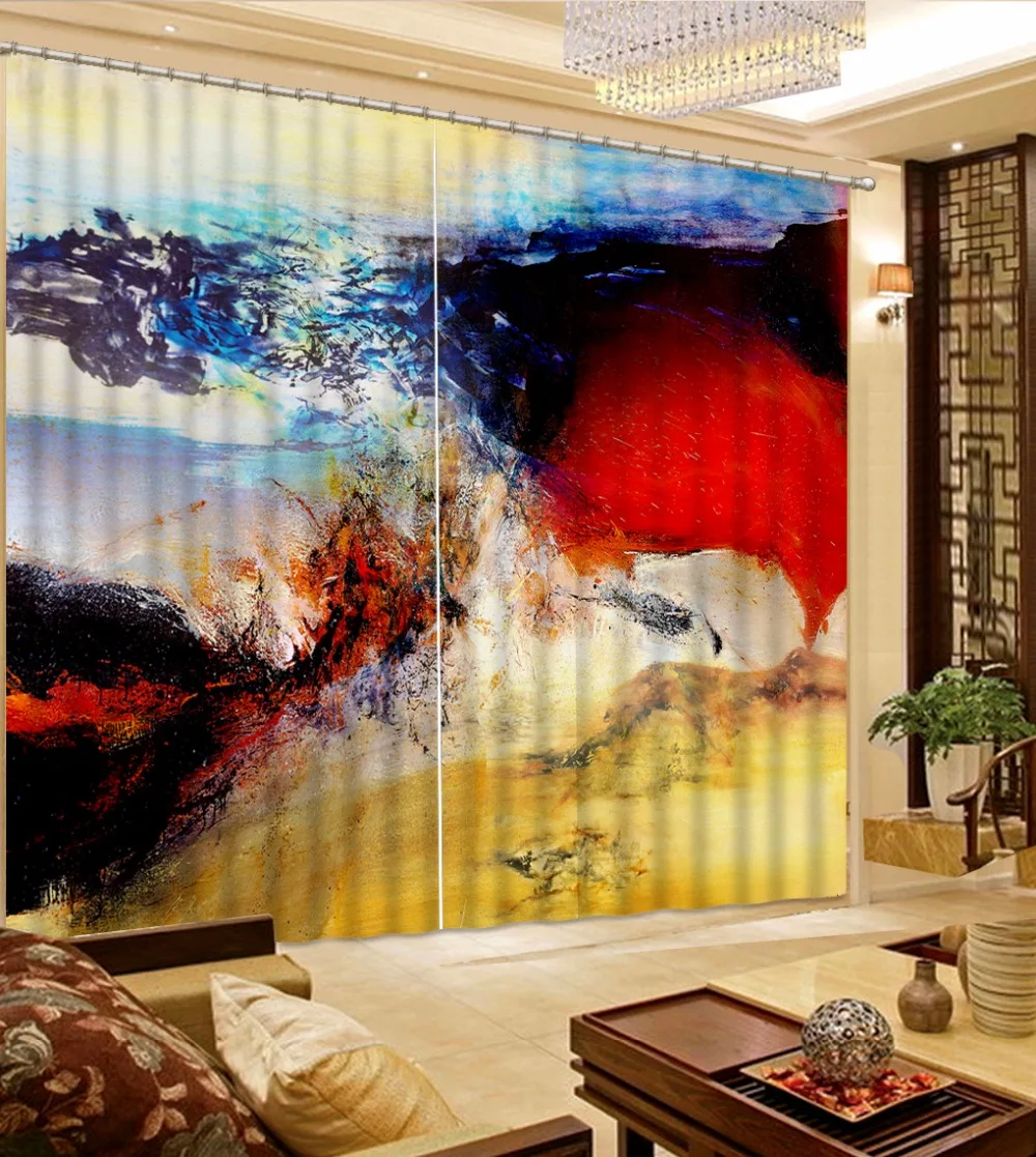 Oil Painting Curtains art landscape Curtains For Living Room Blackout 3D Window Curtains Fashion