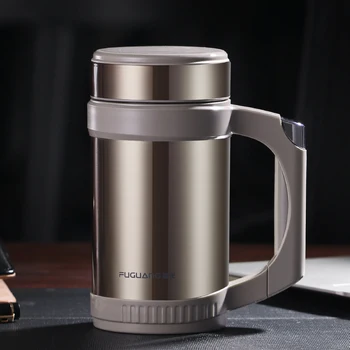 

Office Thermal Insulated Cup 500ml Business Thermoses With Infuser 304 Stainless Steel Vacuum Flasks Handle Cup Tea Filter