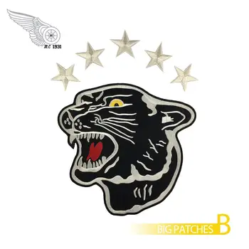 

Tiger punk embroidered patches iron on applique backpack biker patch for jacket funny label