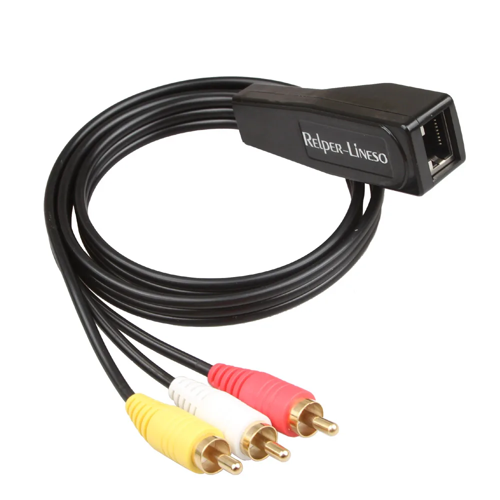 Cena Repper lineso 50M 3RCA Extender 2 Pack 3 RCA do RJ45 Balun komponent wideo i przedłużacz audio przez Cat5 6