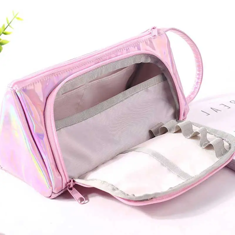 Iridescent Laser School Big Pencil Case for Girls Cute Large Pen Bag pencil box stationery pouch Multifunction school supplies