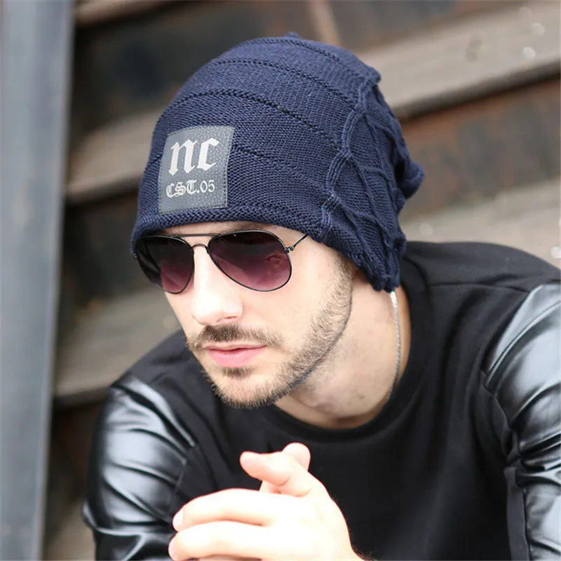 Мужская зимняя Лыжная Шапочка Gorro Gorros De Lana Gorras теплая шапка Chapeu Cappelli Beanies Bonnet Masculino Casquette Toca головные уборы - Цвет: B Navy