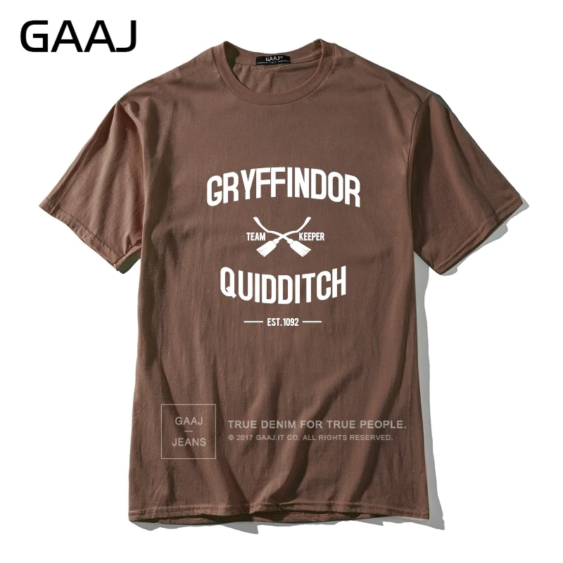"Gryffindor Quidditch Team" Мужская футболка Homme с круглым вырезом, футболки для мужчин, высокое качество, футболка, модный топ с коротким рукавом# CZ2X5 - Цвет: Coffee
