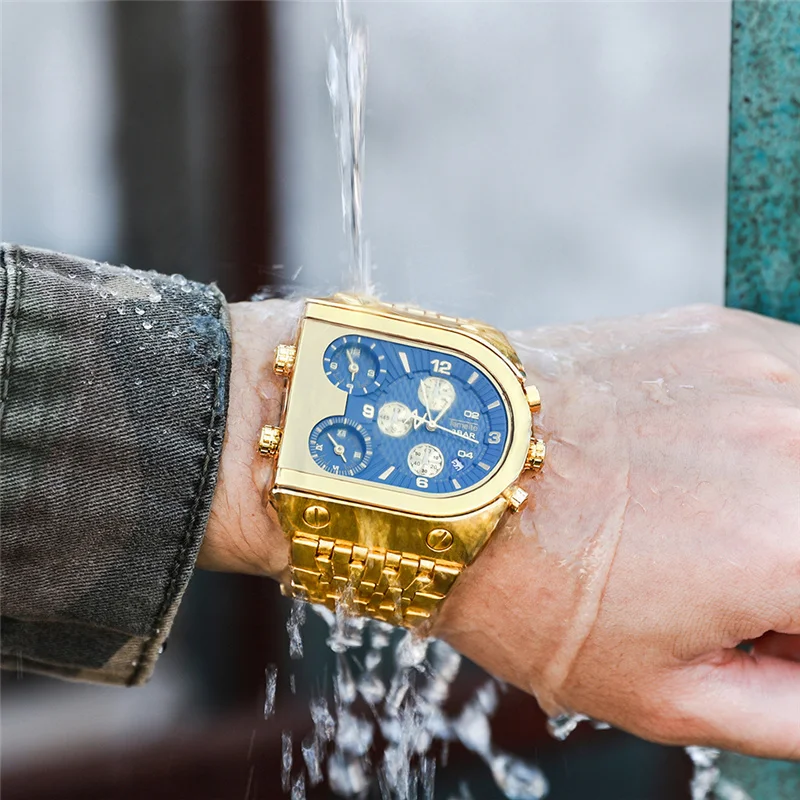 

TEMEITE Luxury Brand Mens Casual Watch Gold Full Steel Quartz Watches Men Date Waterproof Military Clock Man relogio masculino